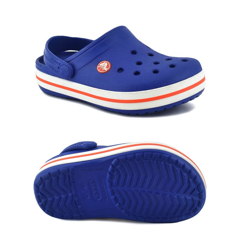 Sandalia-Crocs-Crocband-Kids-Cerulean-Blue-Naranja-Detalle