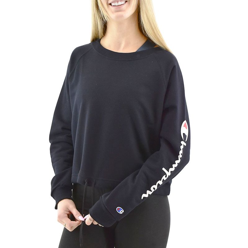 Champion sweater 2024 crop top negro