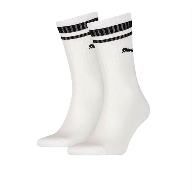 TRIPACK CALCETINES PUMA BLANCOS ALTOS FRANJA MARINO LOGO Tallas 35 Color  Marino